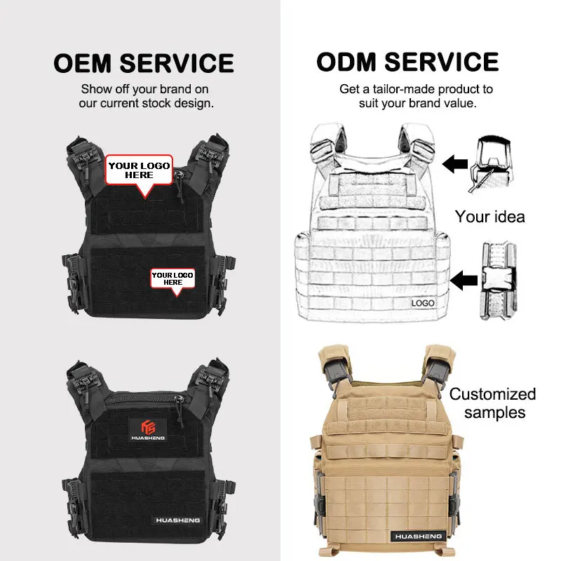HuaSheng 900D Nylon Quick Release Plate Carrier Laser Cut MOLLE System Combat Tactical Vest for Outdoor Paintball Game