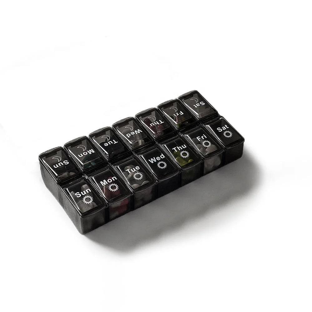 Plastic easy to open am PM 7 days a week Pill Organizer Medicine Large daily vitamin storage box customized