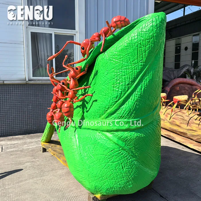 Large Static Insect Model Zoo Park Waterproof Animatronic Ants And Leaf