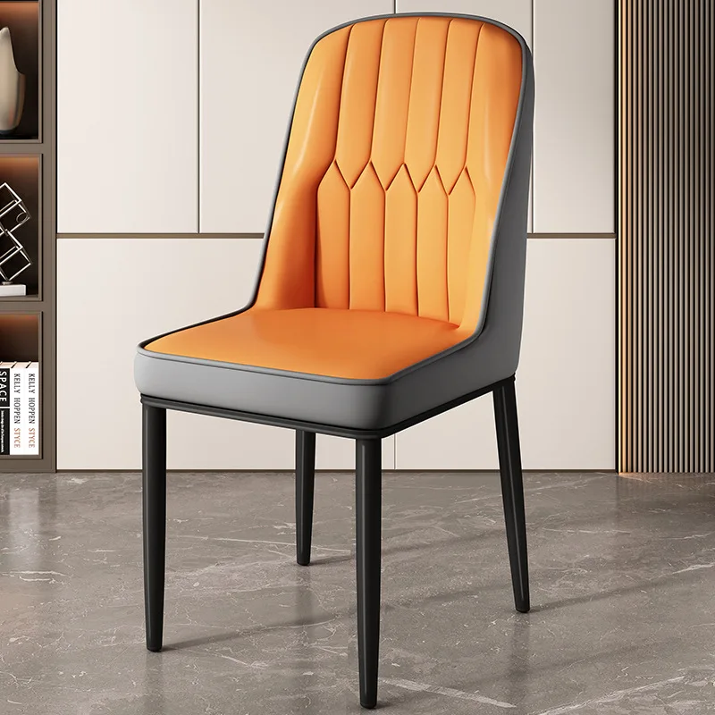 Hanyee 2024 Home Furniture Restaurant Leather Dining Chair Metal Legs Room Modern Nordic Cheap Indoor Upholstered Pu 5pcs XBLY