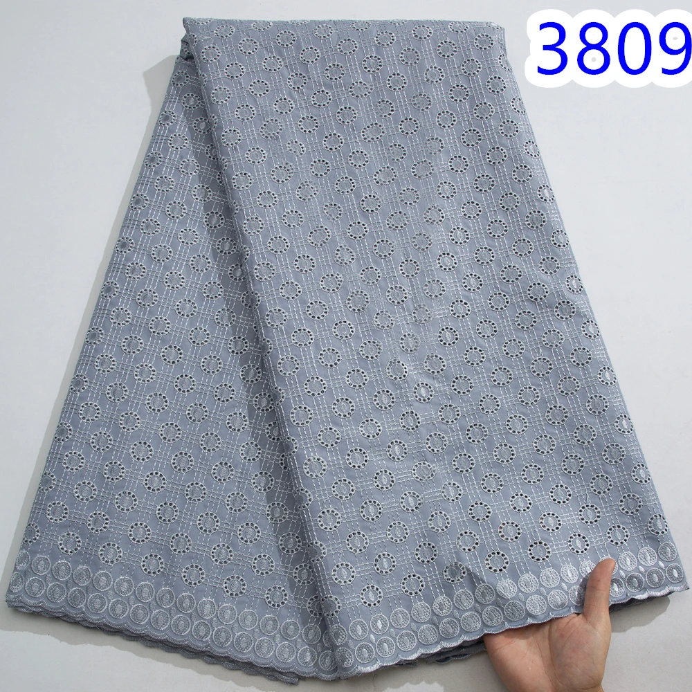 Swiss Lace Fabric 2024 High Quality Original Dubai Cotton Lace Nigerian Fabric Embroidery 5 Yards African Dress for Men3809