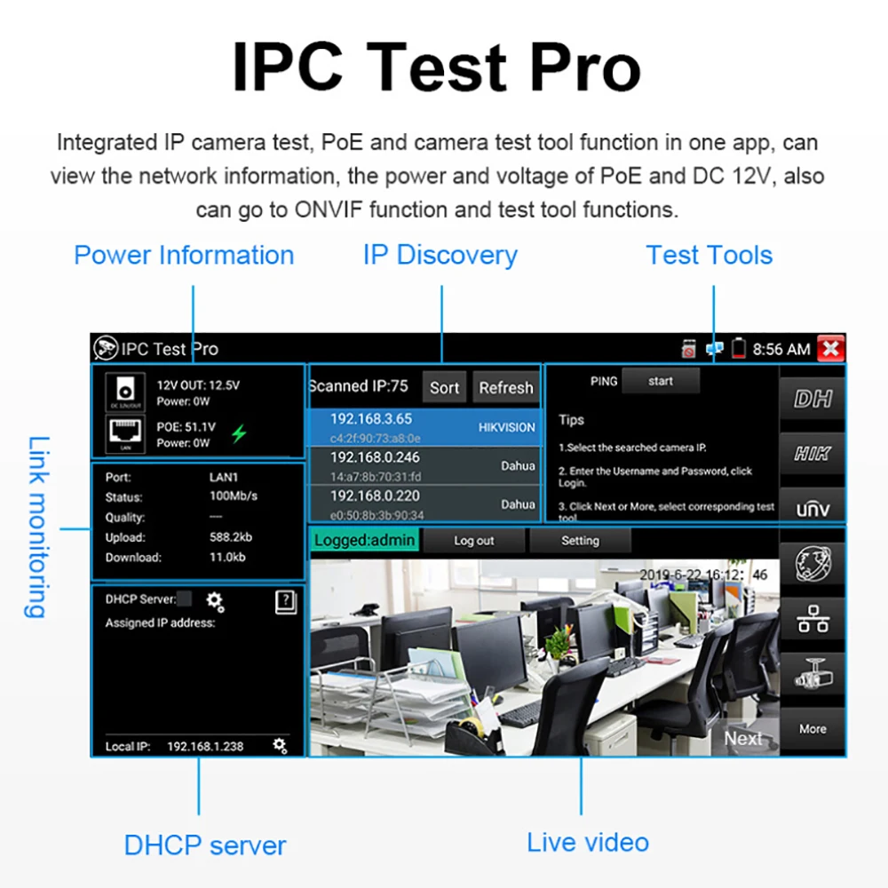 Ipc 6800C Cctv Ip Camera Tester Optical Power Meter And Visual Fault Locator Ipc Tester With Line Finder