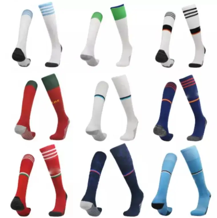 2022 World Boys Girls Sport Soccer Football Plain Long Socks Over Knee Non Slip Cotton Breathable High Socks For Men