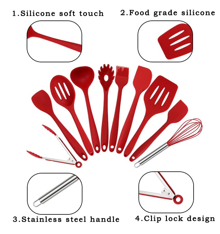 10 шт., домашние силиконовые Жаростойкие кухонные принадлежности для выпечки, кухонные принадлежности, набор кухонной посуды