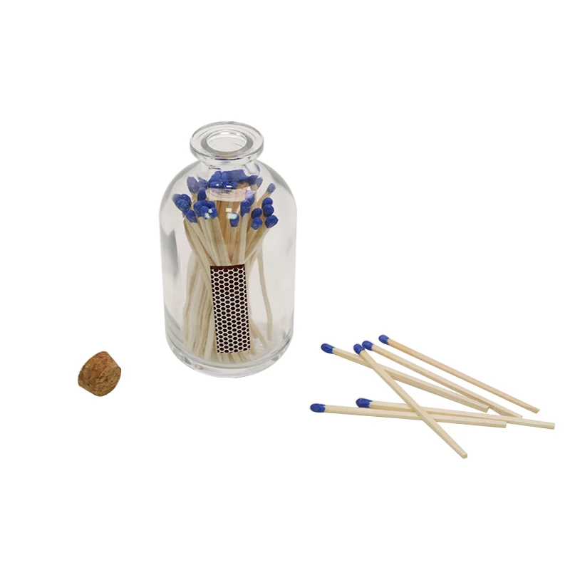 KDG Brand Decor Matches for Candles with Glass Jar 75mm Wooden Matches in Glass Jars