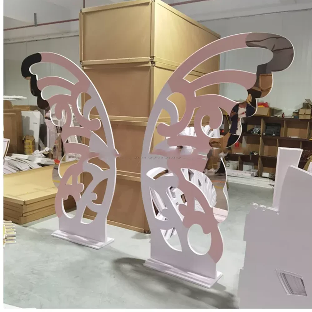 Pink Cute Wedding Butterfly Frame Back Panels Decor For Kids Party Backdrop