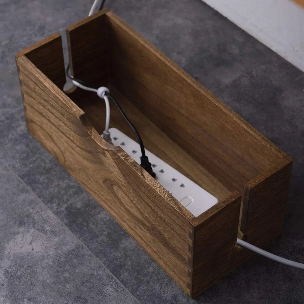 Custom Cord Management Box Wooden Cable Organizer Hide Power Strips Electrical Plugs