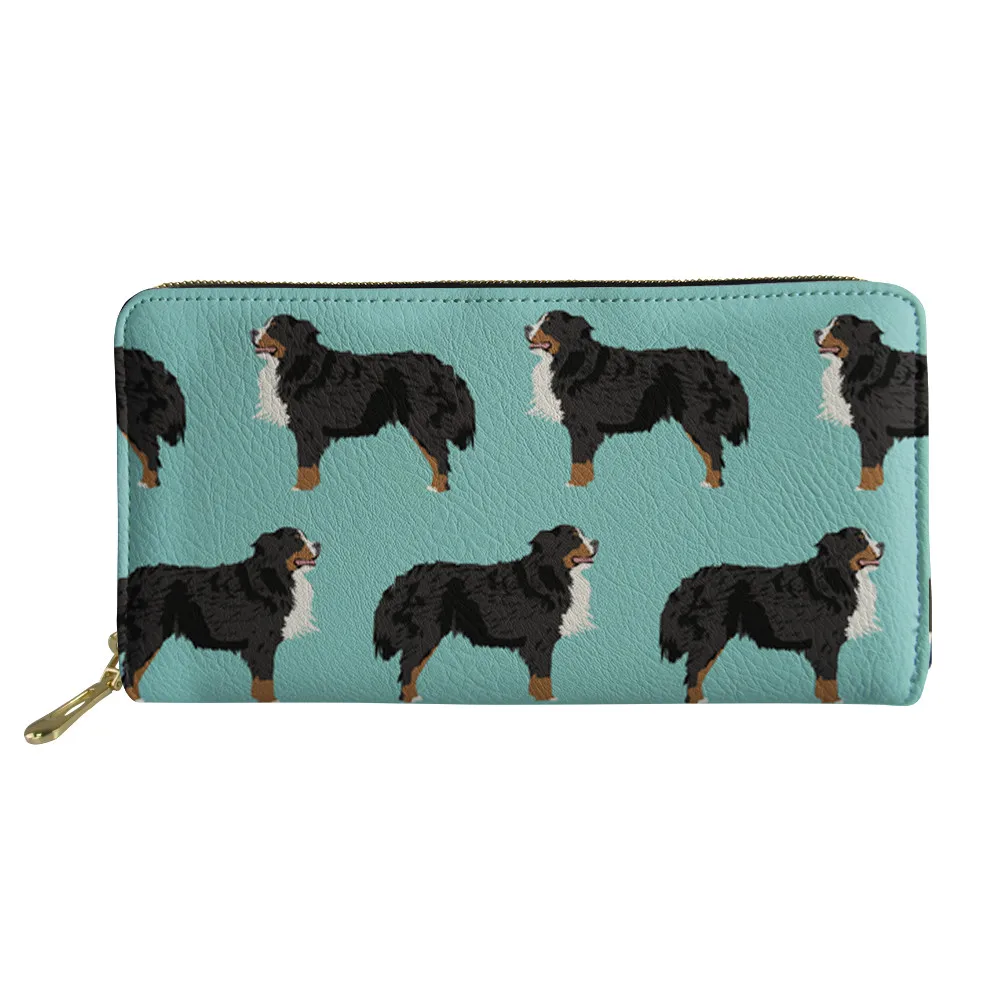 MOQ 1 2021 Bernese Mountain Dog Women Hand Clutch Phone Wallet With Large Capacity Cash Inside Purses Smooth Metal Zipper