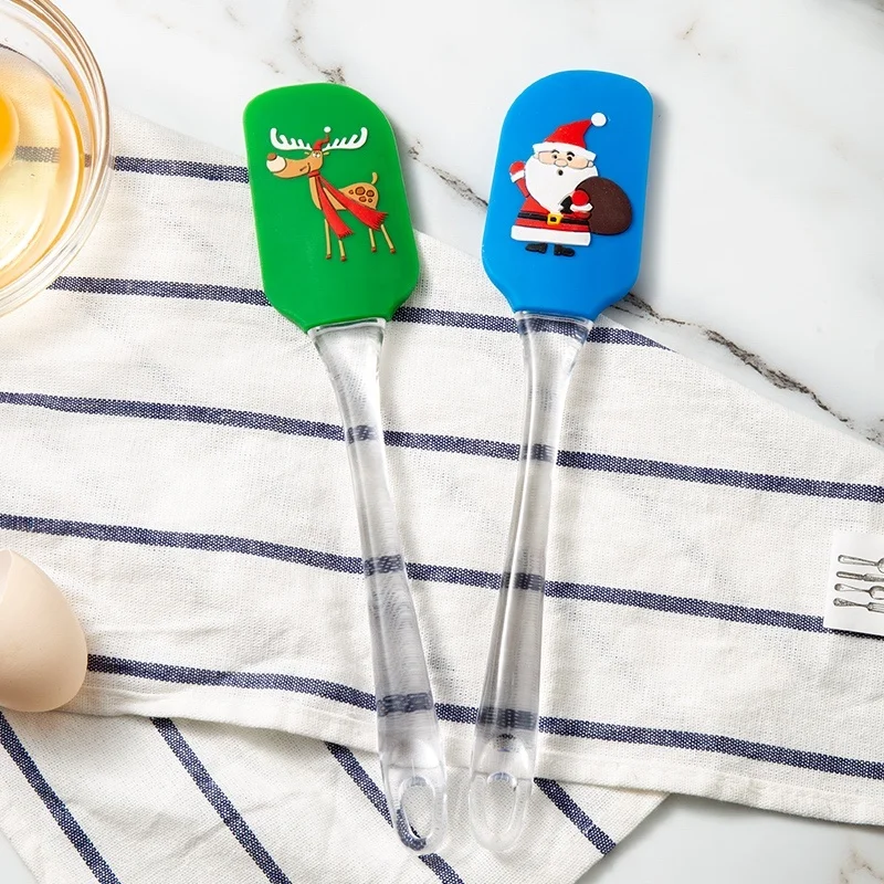 Christmas spatula pack of 2  silicone kitchen spatula with silk printing oem order for cream spatula