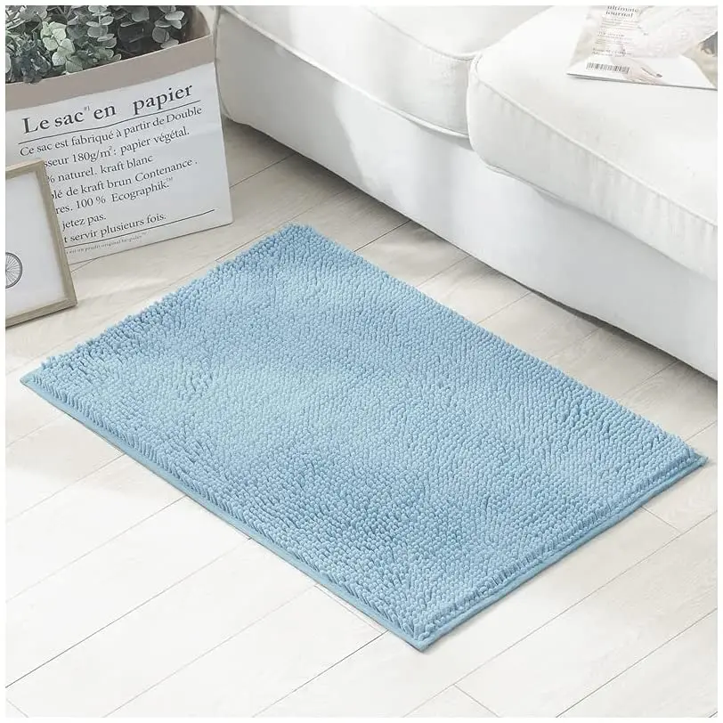 Non-Slip Bath Mat Super Soft Bath Rug for Bathrooms Microfiber Chenille Plush Rugs for Powder Room Indoor Entryway Multiuses