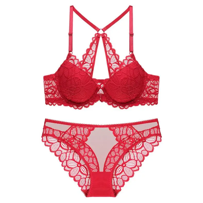 Factory Direct Sales Seamless Front Closure Ladies Sexy Bra And Lace Panty Set Beauty Back Bra Sets Lingerie