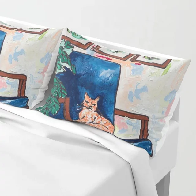 100gsm Custom 3D Printed 100% polyester microfiber fabric for Bedding Pillow Shams