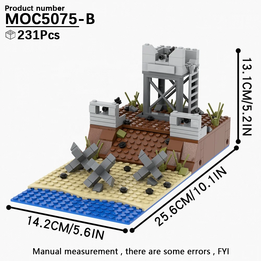 231PCS MOC5075-B WW2 Military Wars Highland Watchtower Bunkers Sentry Observation Tower Building Blocks sets Toys Weapons Army