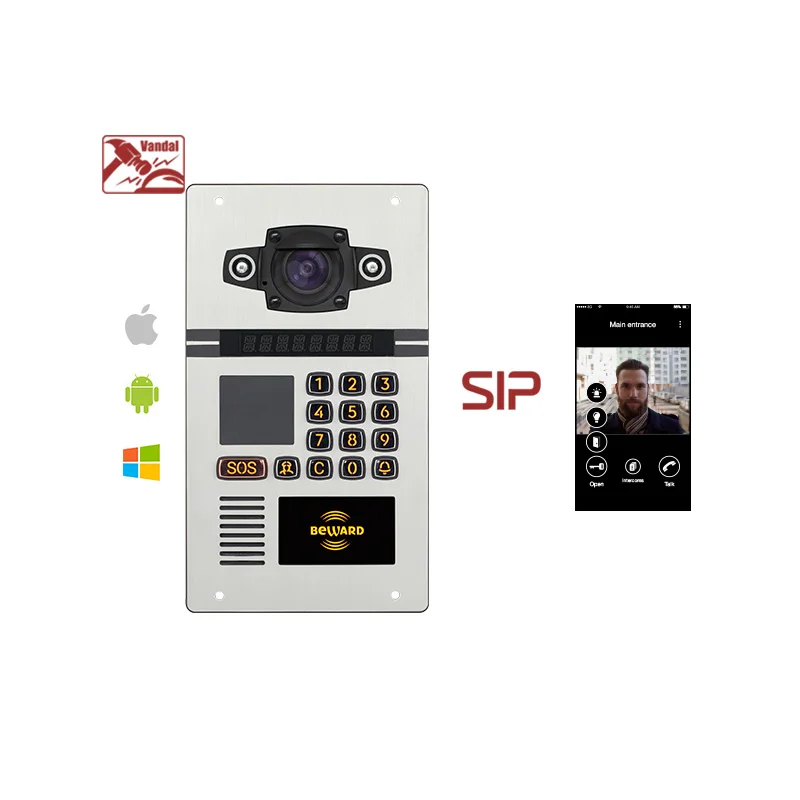  Водонепроницаемый SIP IP65 аудио домофон 4 проводной умный дверной звонок