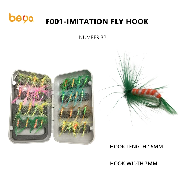 32Pcs/Set Fishing Flies Single Hook Fly Bionic Needle Fishing Lure Hook Sets