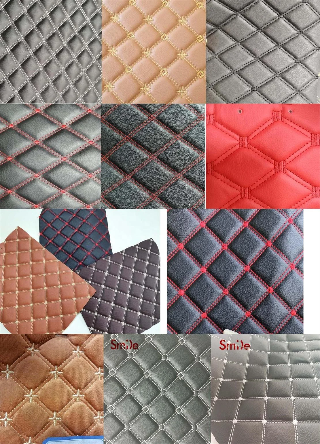 Embroidered Leather Hot Sales Quilted Sponge Customize any Design Leather Car Floor Mats and Auto Bus Upholstery