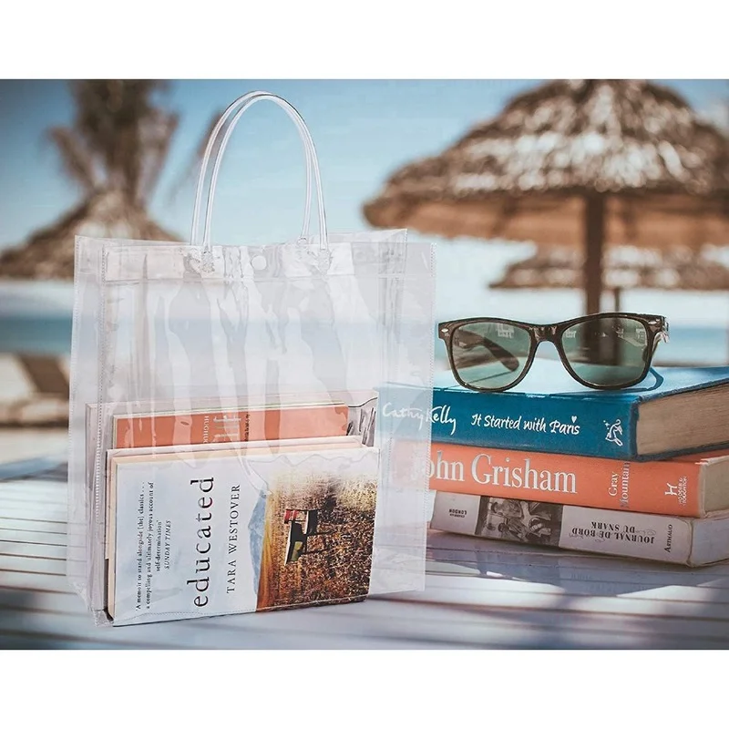 Clear Tote Waterproof Reusable PVC Clear Shopping Shoulder Handbag Environmentally Travel Storage Shoes Bag