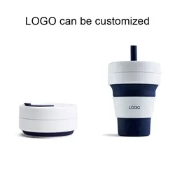 OEM & ODM Складная кофейная чашка многоразового использования для Go очень большая дорожная чашка деним, 13,5*10 см с соломинкой