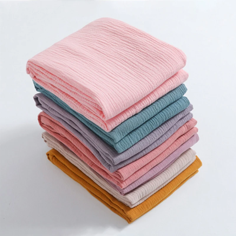 
Eco friendly Double Gauze Muslin Crinkle Fabric 100% Cotton Wholesale Muslin Fabric For Baby Swaddle Blankets 