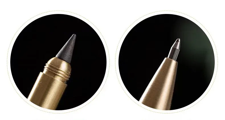 office supplies new pen brass wood barrel custom engraved logo eternal pencil 2 in 1 rollerball signature pen