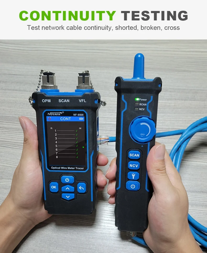 Оптический измеритель мощности NOYAFA тестер оптоволоконного и сетевого кабеля Rj45 OPM VFL PoE кабельный