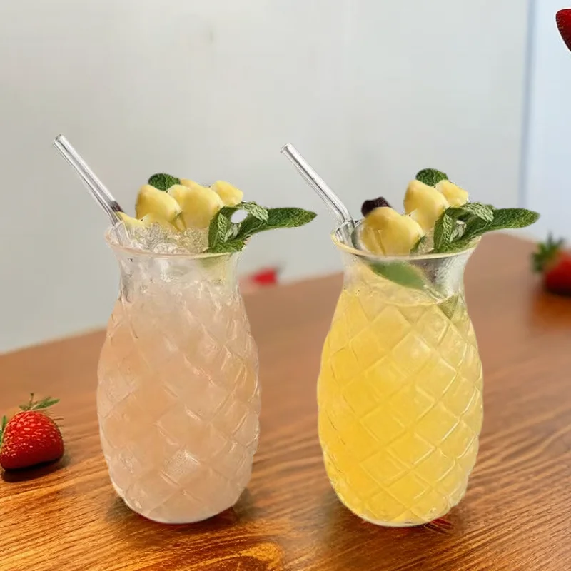 550ML Pineapple Shape Embossed Pattern Creative Jug Liquor High borosilicate Glass Cup for wedding restaurant bar party