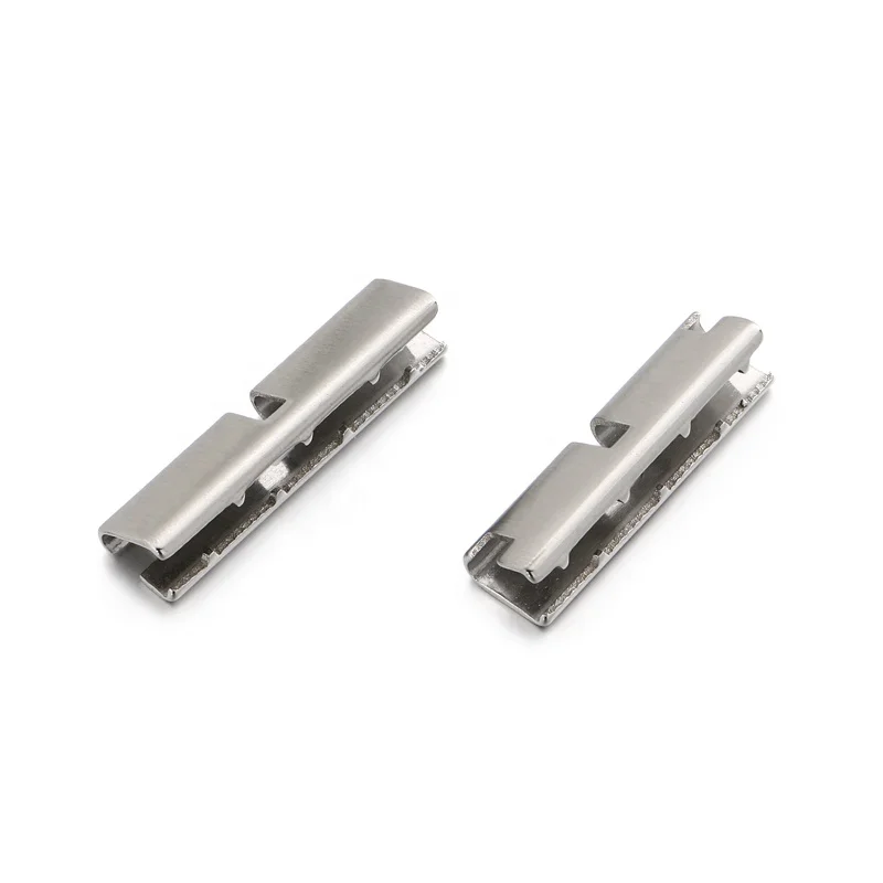 ZhongWen Custom 304 Stainless Steel Keeper Brushed Silver Clamps Clip Watch Metal Parts For Webbing Nylon Strap Ends