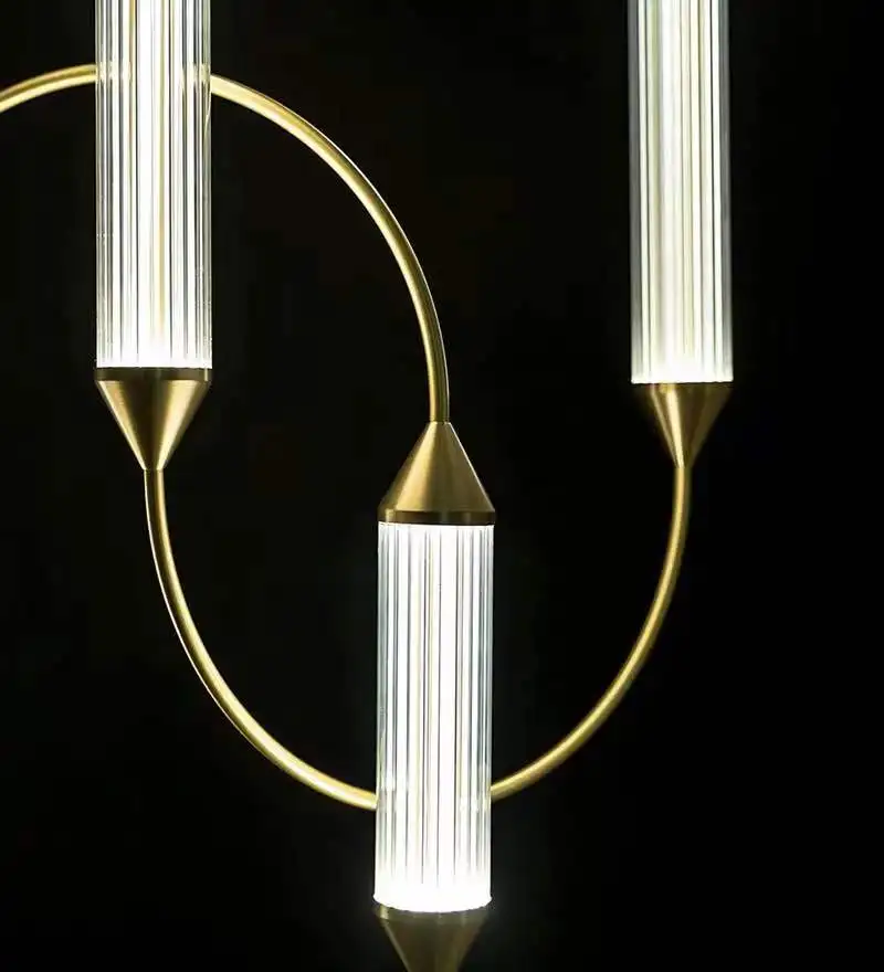 Modern Metal Glass tube Pendant lamp LED  suspended lighting fixture metal for art decoration