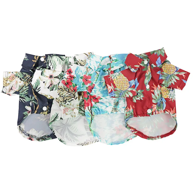 Wholesale Breathable Hawaii Floral Beach T-shirt Luxury Dog Clothes Summer Cool Shirt Pet Apparel