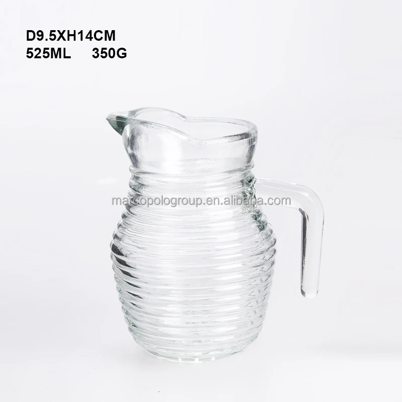 Hotsale Factory cheap glass jug water bottle pitcher with handle 500ml 600ml 1L 2Lbeer juice water jug