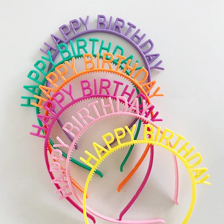 New style wedding party decoration wearing plastic headband happy birthday letter headband