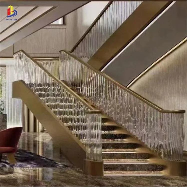 Decorative safety guardrail fused hot melt 6+6 laminated glass for stairs