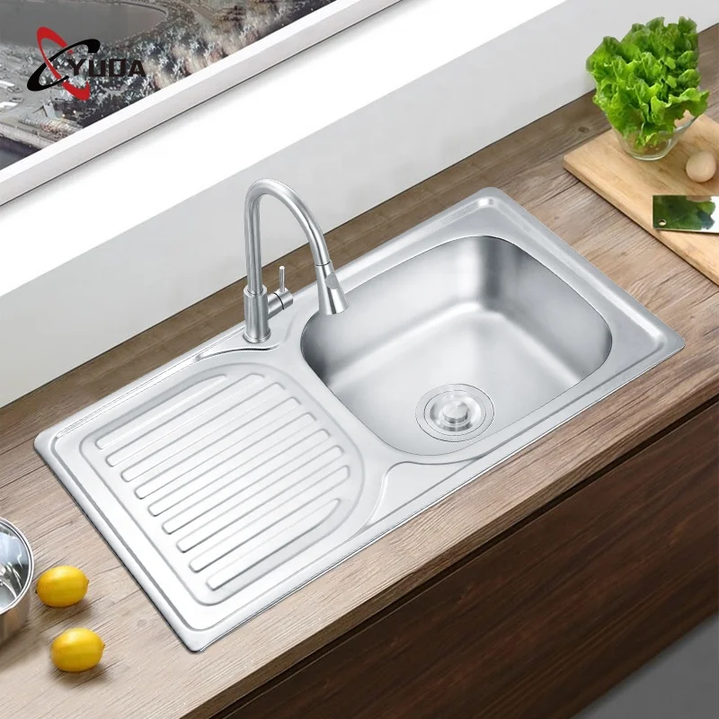 Новый дизайн самая продаваемая одномиска YUDA кухонная раковина современного типа 304 из нержавеющей стали с подносом