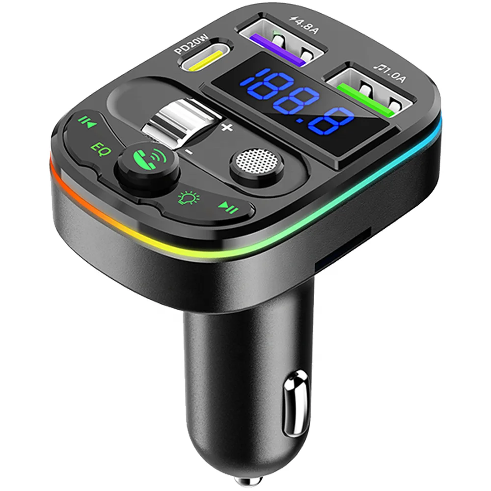PD20W Bluetooth FM Transmitter Handsfree Car Radio Modulator MP3 Player Dual USB 4.8A Fast Charge Adapter for Car Support TF car