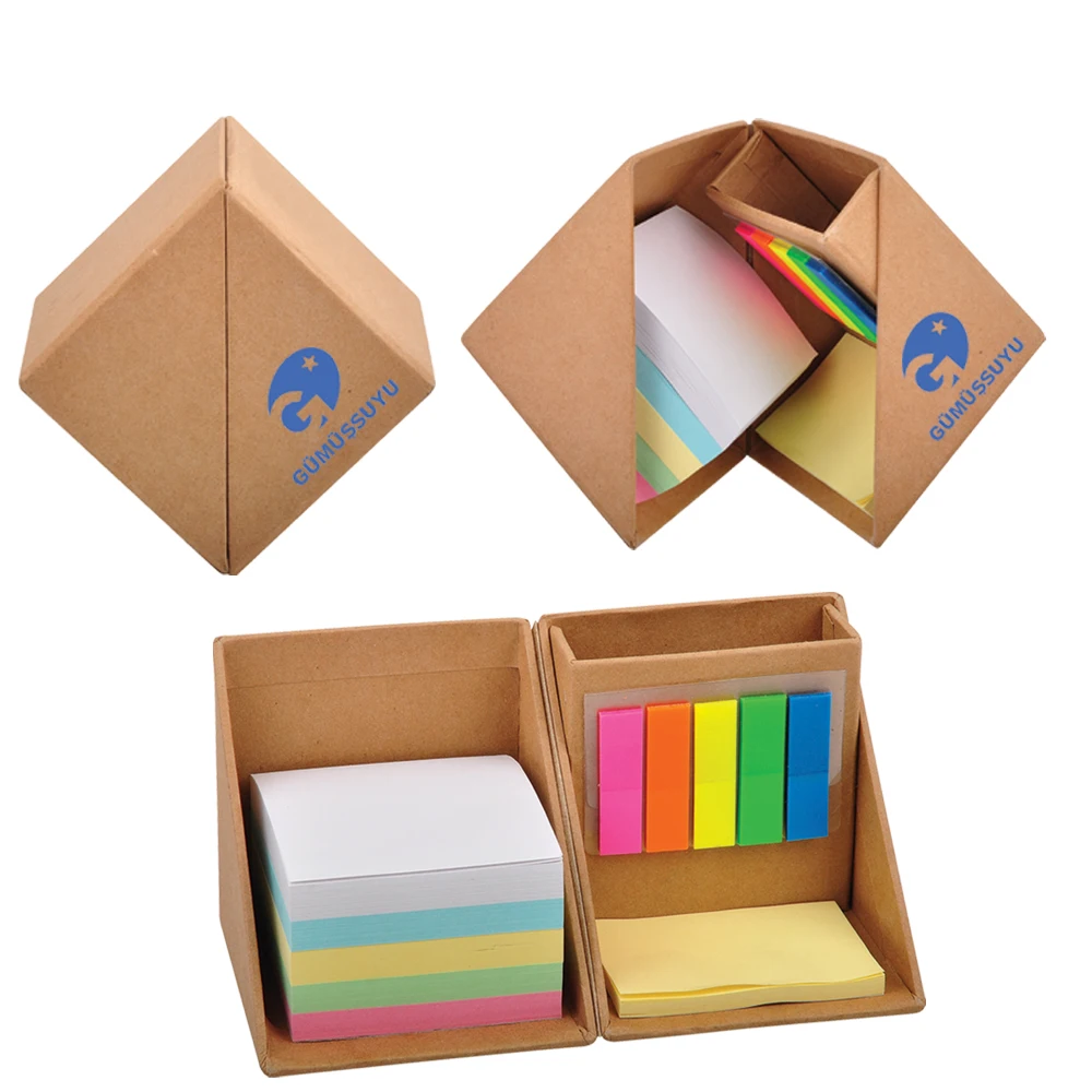 Подставка для заметок с логотипом на заказ Складная квадратная кубическая крафт-бумага стикер держателем ручек NE033