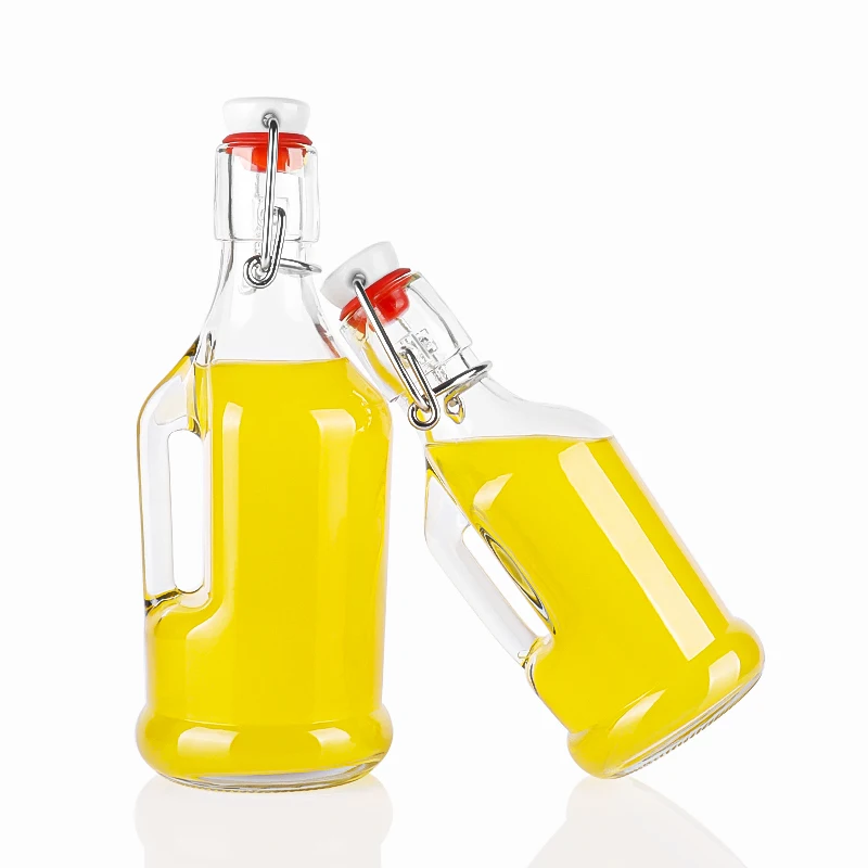 200ml 350ml glass fermentation bottles glass swing top bottles for beverages with handle for sale