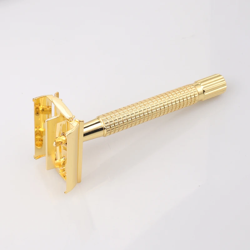 Gold color twist to open safety razors ningbo reusable shaver razor with mirror dressing box