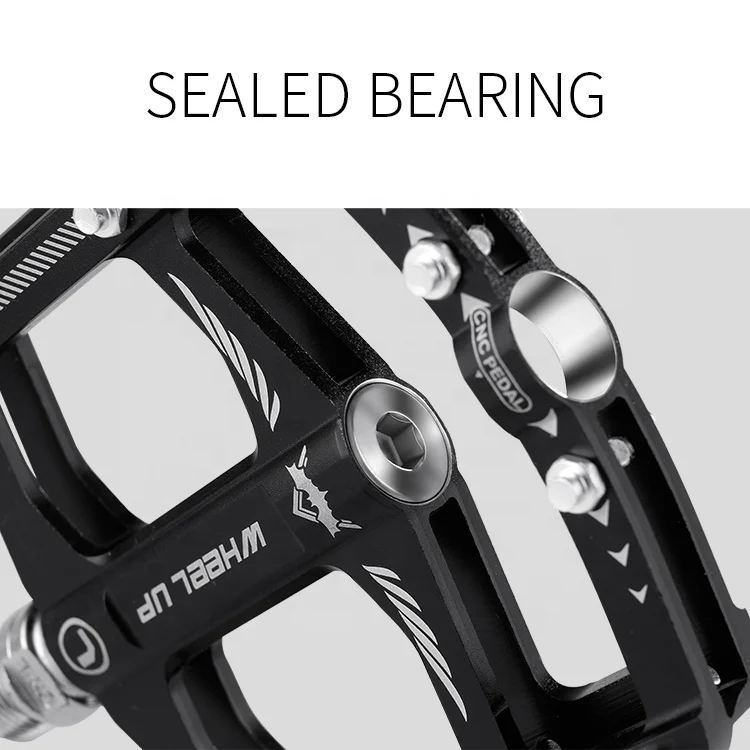 WHEEL UP Wholesale 9/16' Waterproof Ultralight 2 Bearing Pedal Dustproof Aluminum Alloy Bicycle Pedal For MTB Bike