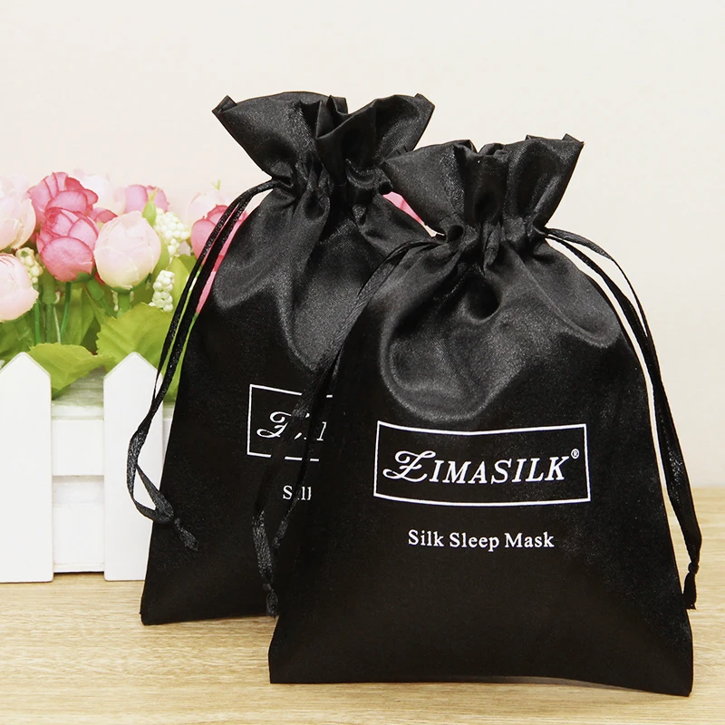 custom drawstring satin bag with logo