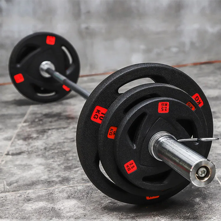 Custom logo high strength barbell plate home rubber cast iron gym 45lb weight plates wholesale