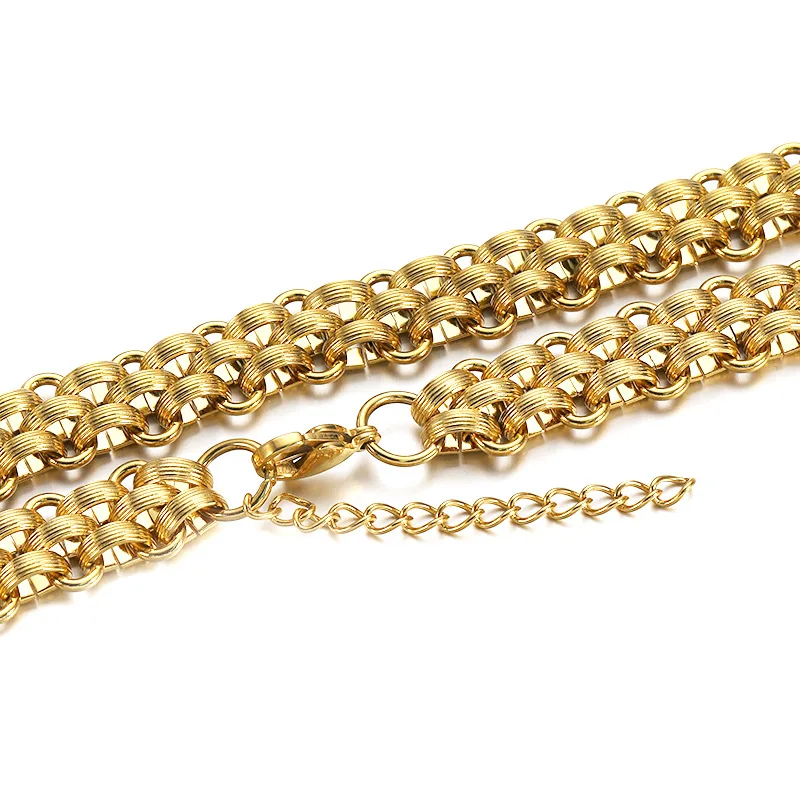 13mm width Tarnish free big chunky statement stainless steel chain necklace & bracelet