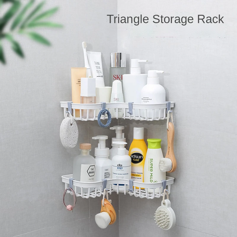 Угловой стеллаж для хранения кухни и ванной комнаты настенный подвесной полый угловой полка приправ туалетных принадлежностей