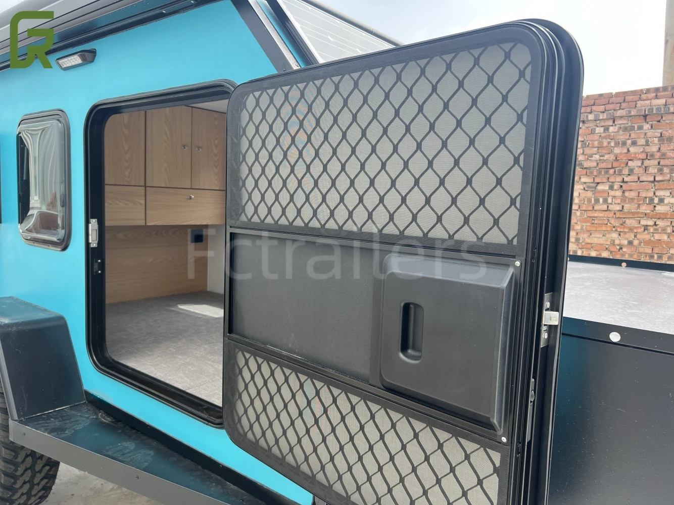 Enclosed Small Camper Trailer Off road overland Caravan Trailer with Double Axle sounds system kitchen electric energy