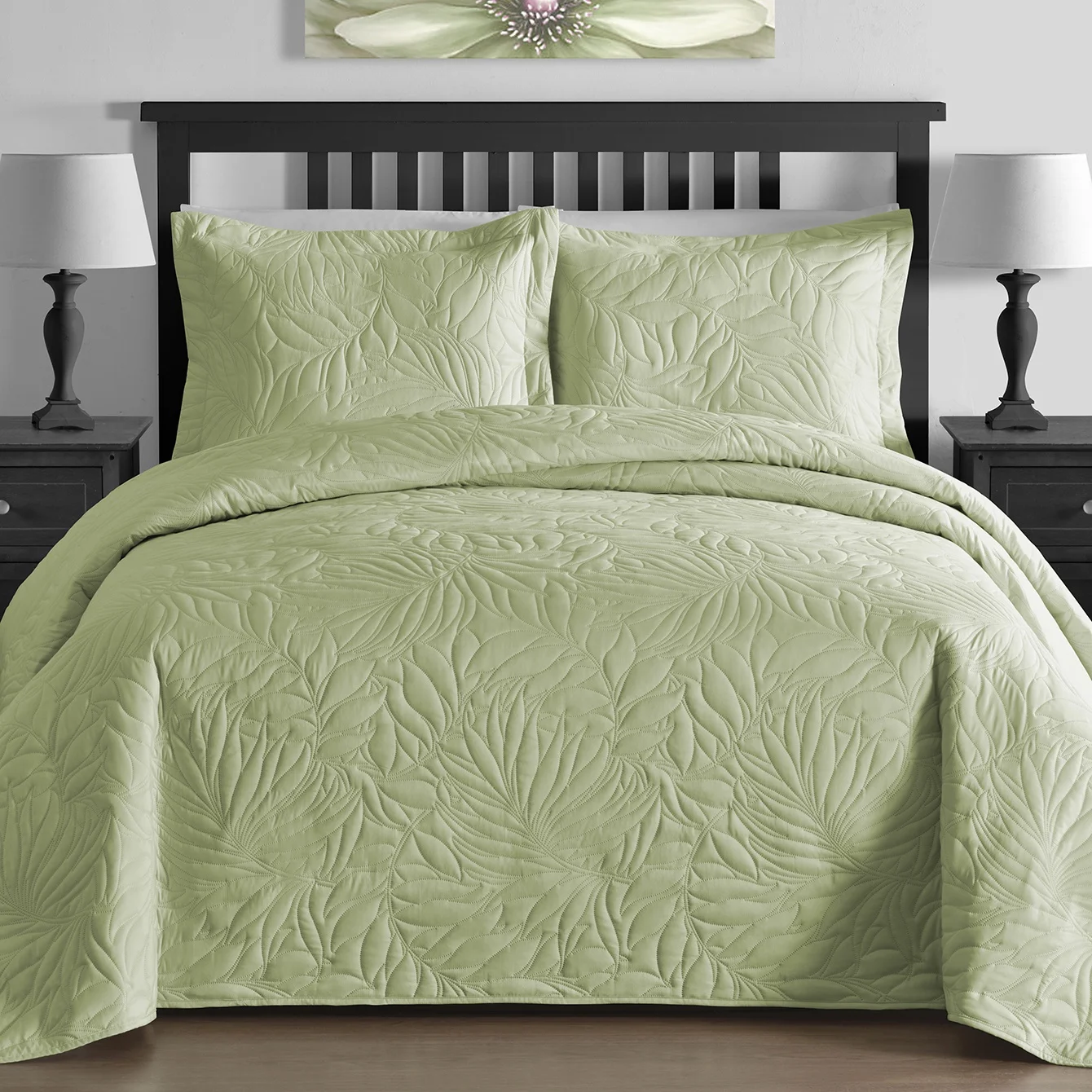 Manufacture Coverlet Set with Shams Ultrasonic Quilt Sets Bedspread 3 Piece in Solid Color