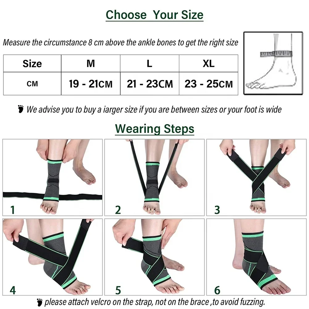 Strong Ankle Brace Sports Protection Adjustable Breathable Compression Ankle Support Brace for Running Walking
