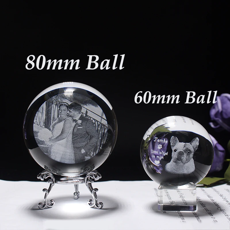 Glass Photo Ball Personalized Crystal Ball Laser Engraving Customized Baby Photo Glass Ball