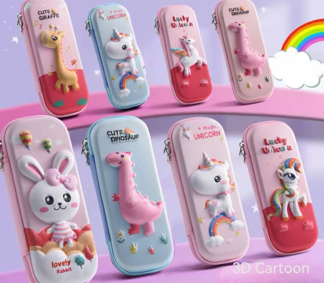 Cute 3D cartoon School pencil case  anime EVA large capacity  stationery box for kids boy girl student
