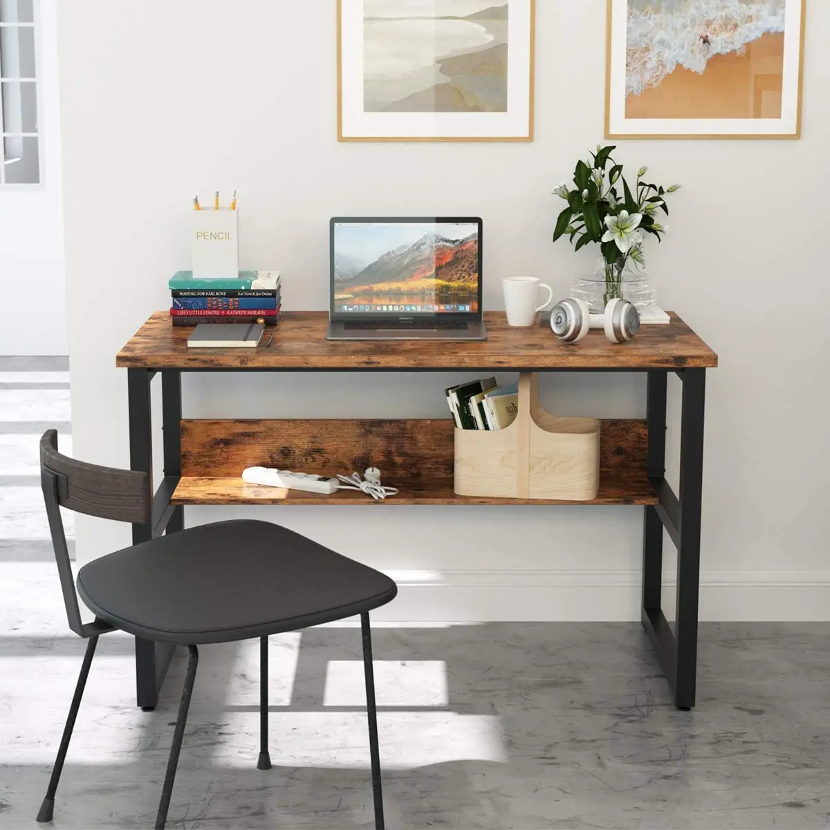 Modern Workstation Office Furniture Wooden and Metal Frame Custom Design Work Laptop Table PC Standing Computer Desk