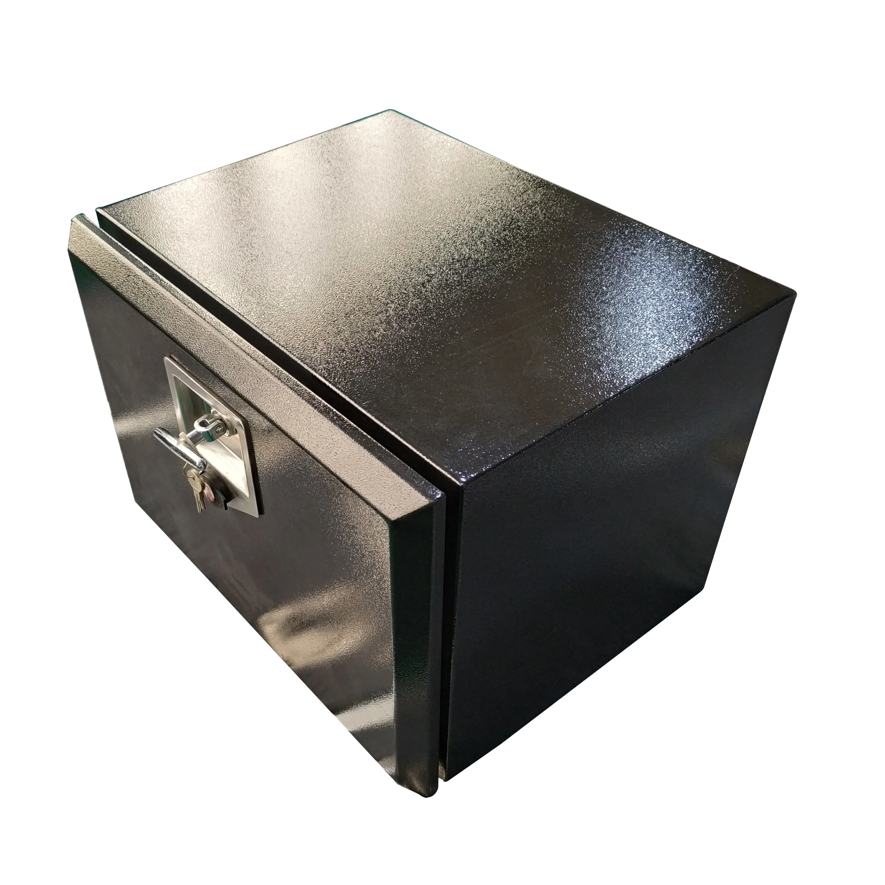 large black steel underbody trailer toolbox