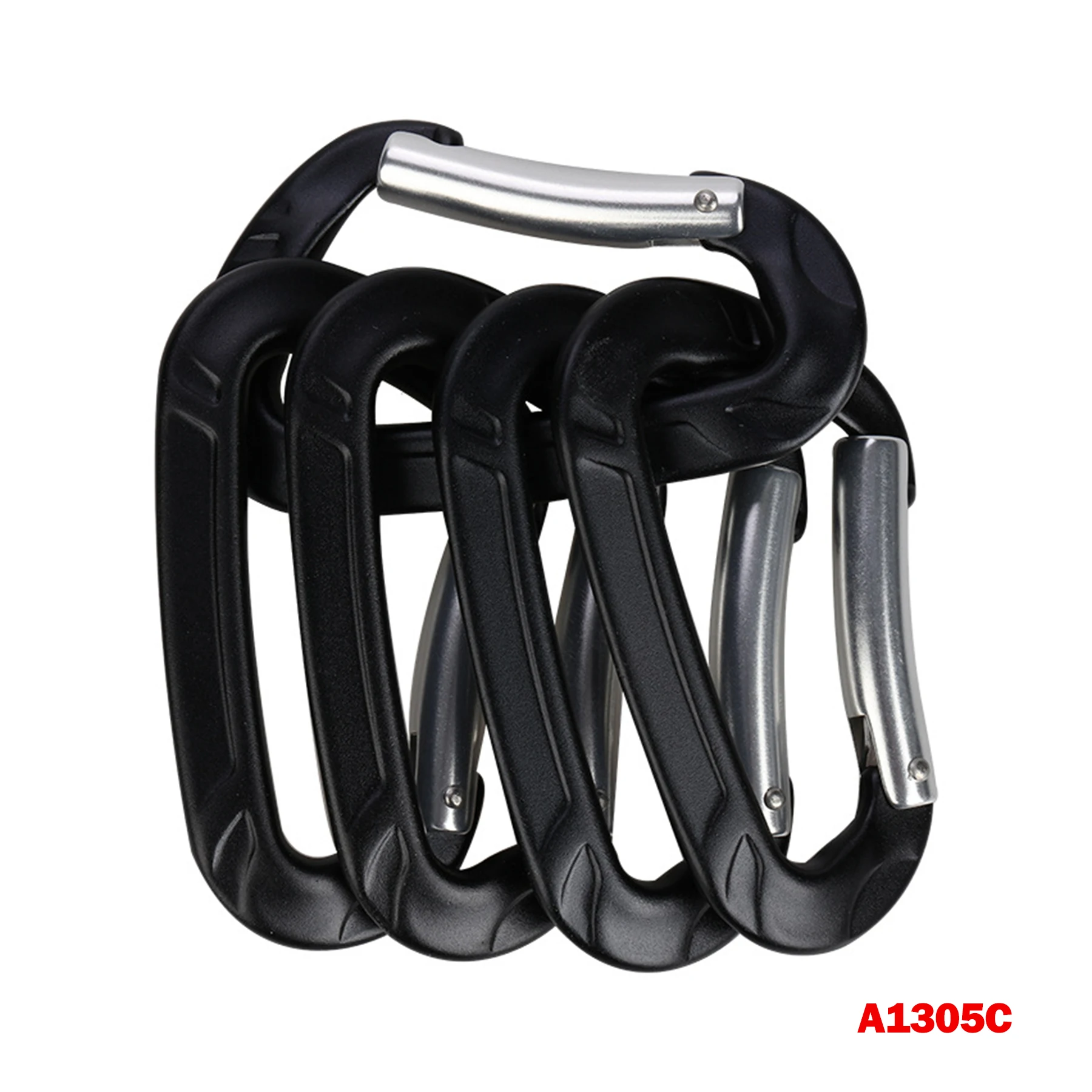 Booms Fishing 12KN Flat Wire Gate Carabiner Keychain Snap Hook Metal Spring Clip Aluminum D-Shaped  Climbing Carabiners